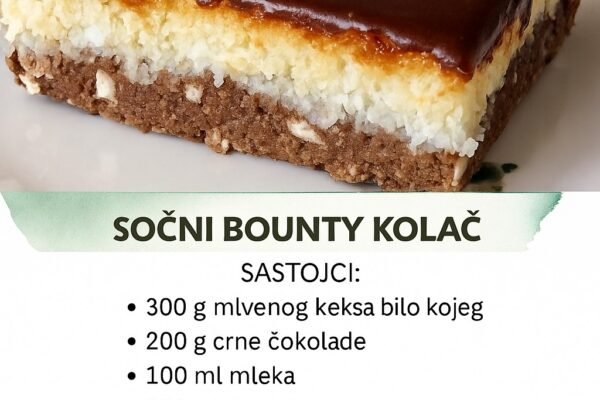 SOČNI BOUNTY KOLAČ: Spreman za samo 10 minuta, a djeca ga mnogo vole