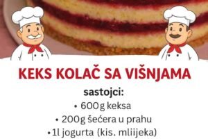 Preukusan i osvježavajući kolač od keksa i višnji – Pravi se za 10 minuta!