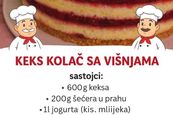 Preukusan i osvježavajući kolač od keksa i višnji – Pravi se za 10 minuta!